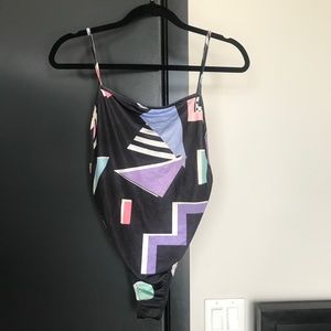 High leg geometric bodysuit